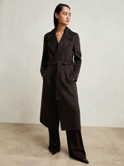 Reiss | Double-Breasted Blindseam Coat Wool-Blend in Aubergine