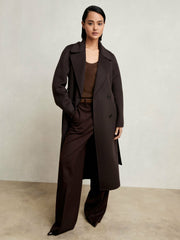 Reiss | Double-Breasted Blindseam Coat Wool-Blend in Aubergine