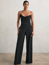 Reiss | Structured Strapless Wide-Leg Jumpsuit in Black