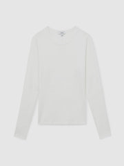 Reiss | Cotton Crew-Neck Long-Sleeve T-Shirt With Stretch in White