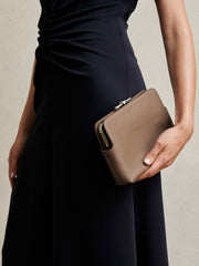 Reiss | Leather Frame Clutch Bag in Neutral