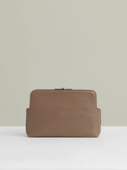 Reiss | Leather Frame Clutch Bag in Neutral