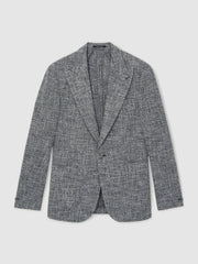 Reiss | Single-Breasted Textured Mélange Blazer Slim-Fit in Navy Melange