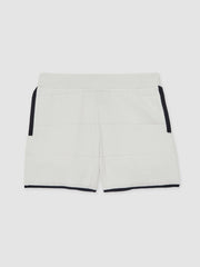 Reiss | 9-12 yrs Tipped Knit Stitch-Detail Shorts in White/Navy