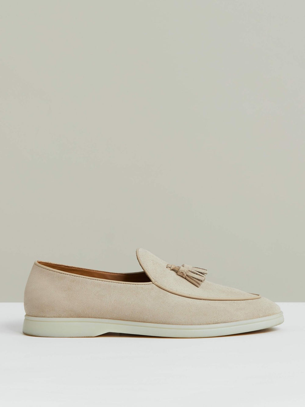 Reiss | Suede Tassel Loafers in Light Stone