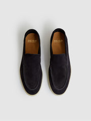 Reiss | Suede Slip-On Loafers in Navy