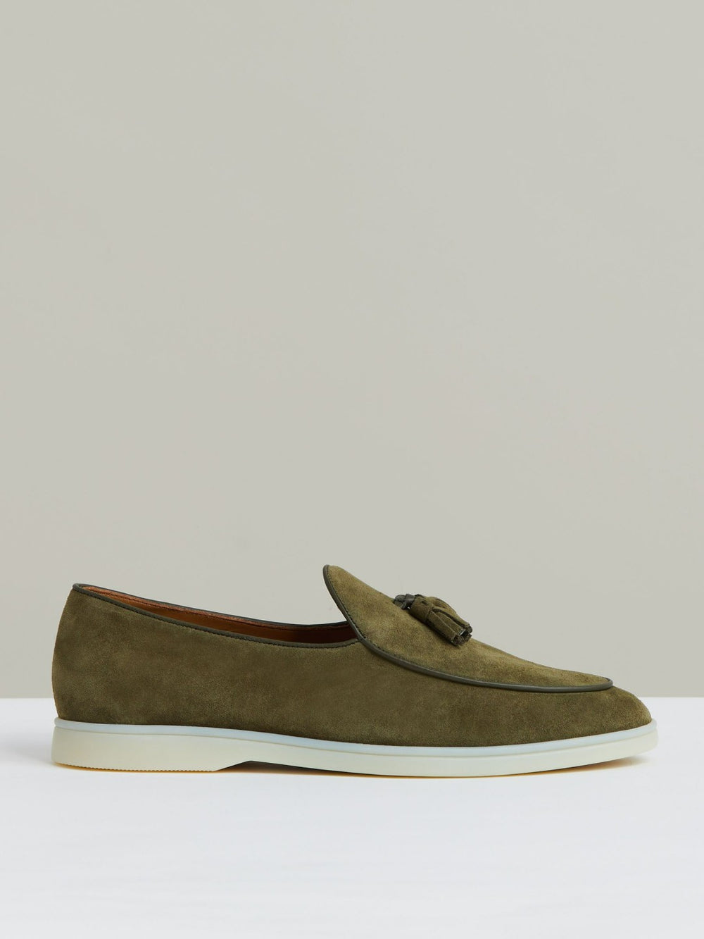 Reiss | Suede Tassel Loafers in Moss Green