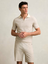 Reiss | Cotton-Blend Stripe Drawstring Shorts in Ecru/Taupe Brown