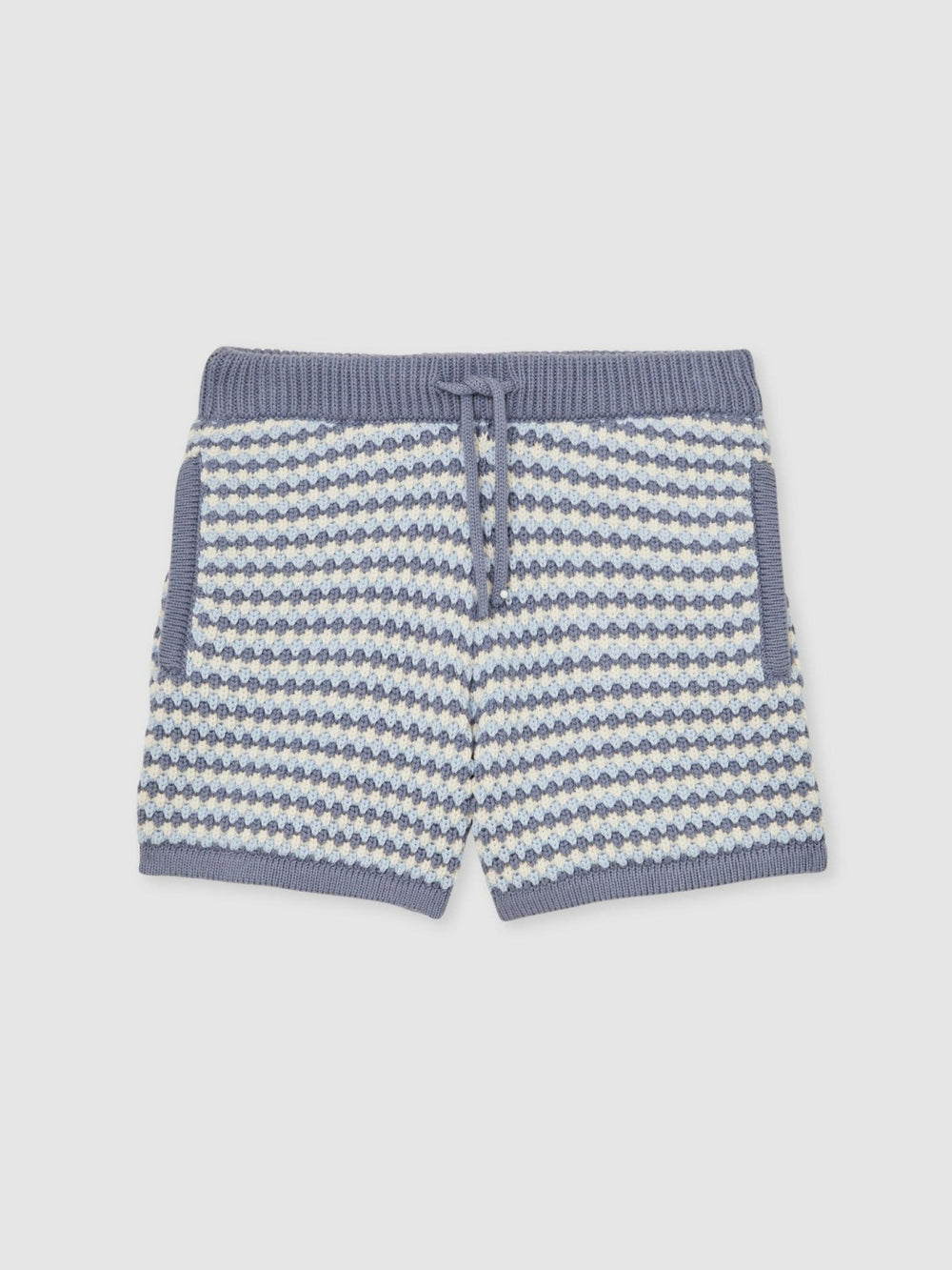Reiss | 13-14 yrs Cotton-Blend Knitted Stripe Shorts in Blue/White