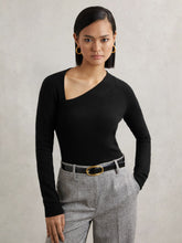 Reiss | Wool-Blend Asymmetric Knit Top in Black