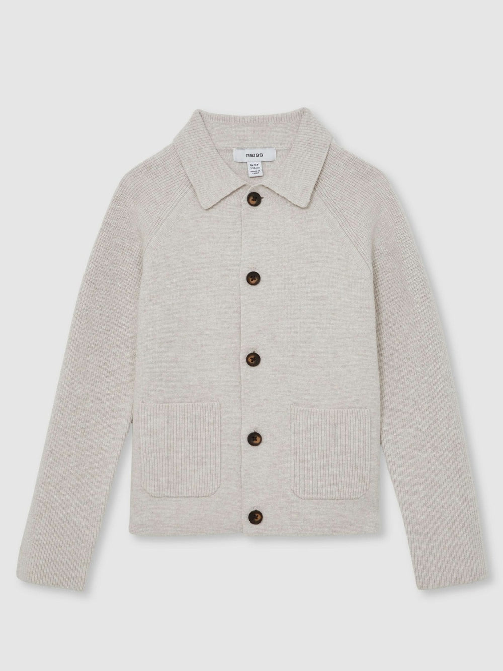 Reiss | 13-14 yrs Button-Through Knitted Cardigan in Oatmeal Melange