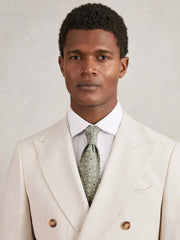 Reiss | Silk Floral-Medallion Tie in Soft Sage