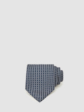 Reiss | Silk Geometric-Chain Print Tie in Navy