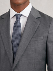 Reiss | Silk Geometric-Chain Print Tie in Navy