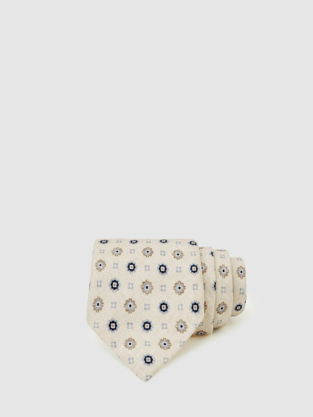 Reiss | Silk Floral-Medallion Tie in Ivory