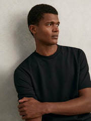 Reiss | Textured Crew-Neck T-Shirt in Black