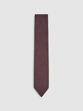 Reiss | Silk Geometric-Chain Print Tie in Bordeaux