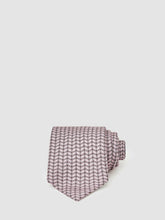 Reiss | Silk Geometric-Chain Print Tie in Soft Pink