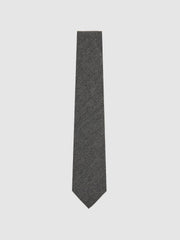 Reiss | Wool-Silk Textured Tie in Charcoal