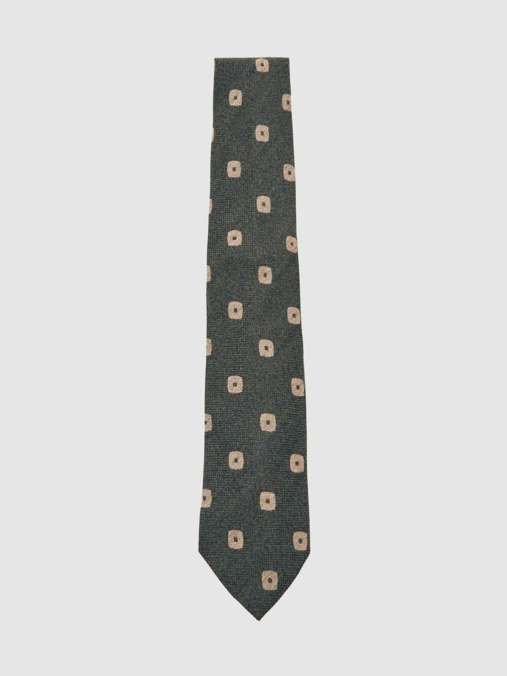 Reiss | Silk-Wool Square-Medallion Tie in Forest Green