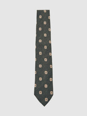 Reiss | Silk-Wool Square-Medallion Tie in Forest Green
