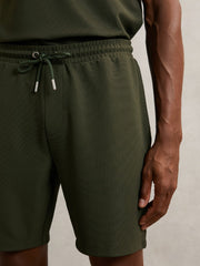 Reiss | Textured Drawstring Shorts in Green