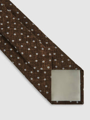 Reiss | Wool-Cotton Polka-Dot Tie in Chocolate Brown