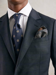 Reiss | Silk Floral-Medallion Pocket Square in Denim Blue Melange