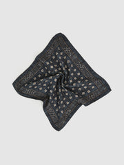 Reiss | Silk Floral-Medallion Pocket Square in Denim Blue Melange
