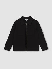 Reiss | 9-13 yrs Knitted Zip-Through Cardigan in Black