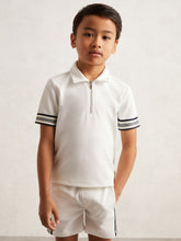Reiss | 3-9 yrs Textured Half Zip Polo Shirt in White