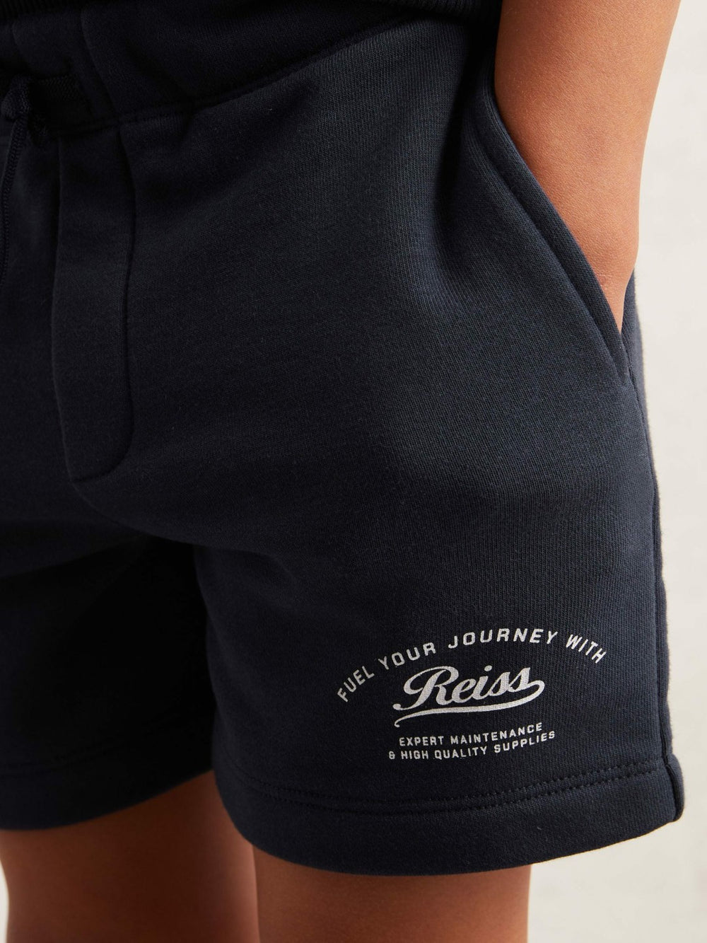 Reiss | 9-13 yrs Cotton Blend Motor Cars Sweat Shorts in Washed Blue