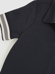 Reiss | 9-13 yrs Textured Half Zip Polo Shirt in Navy Blue