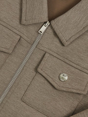Reiss | 3-9 yrs Interlock Zip-Through Overshirt in Taupe Brown