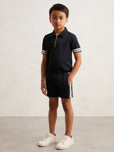 Reiss | 3-9 yrs Side Stripe Textured Shorts in Navy Blue