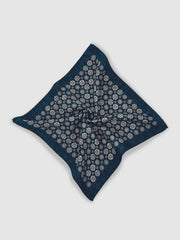Reiss | Silk Medallion Print Pocket Square in Indigo Melange