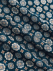 Reiss | Silk Medallion Print Pocket Square in Indigo Melange