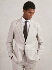 Reiss | Silk Blend Textured Tie in Chocolate Brown
