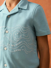 Reiss | 3-9 yrs SmileyWorld Embroidered Shirt in Sky Blue