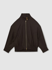 Reiss | Wool Bomber Jacket in Chocolate Brown