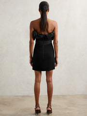 Reiss | Sculptural Strapless Mini Dress in Black