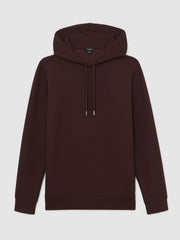 Reiss | Interlock Jersey Drawstring Hoodie in Cherry Red