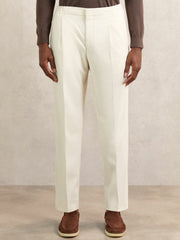 Reiss | Tapered Drawstring Tailored Trousers in Ecru