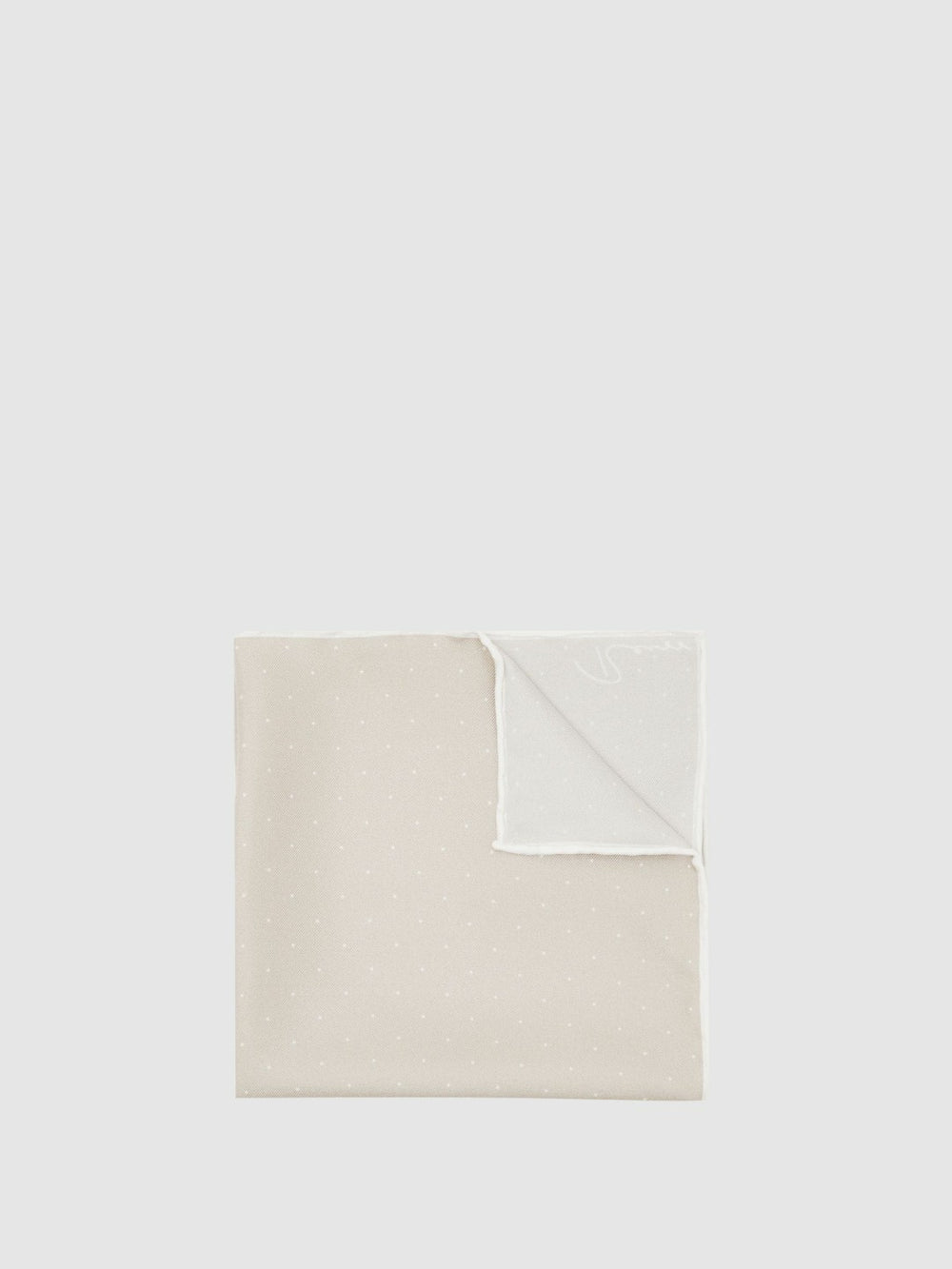 Reiss | Silk Polka Dot Pocket Square in Champagne