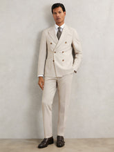 Reiss | Slim-Fit Textured Suit Trousers With Wool in Stone