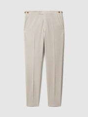 Reiss | Slim-Fit Textured Suit Trousers With Wool in Stone