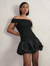 Reiss | Off-Shoulder Puffball Mini Dress in Black