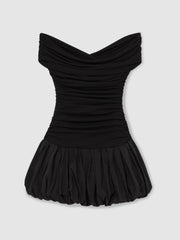 Reiss | Off-Shoulder Puffball Mini Dress in Black