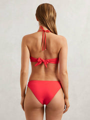 Reiss | High Cut Bikini Bottoms in Coral Red