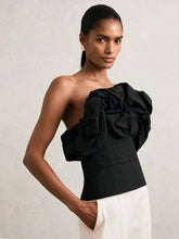 Reiss | Sculptural Strapless Top in Black